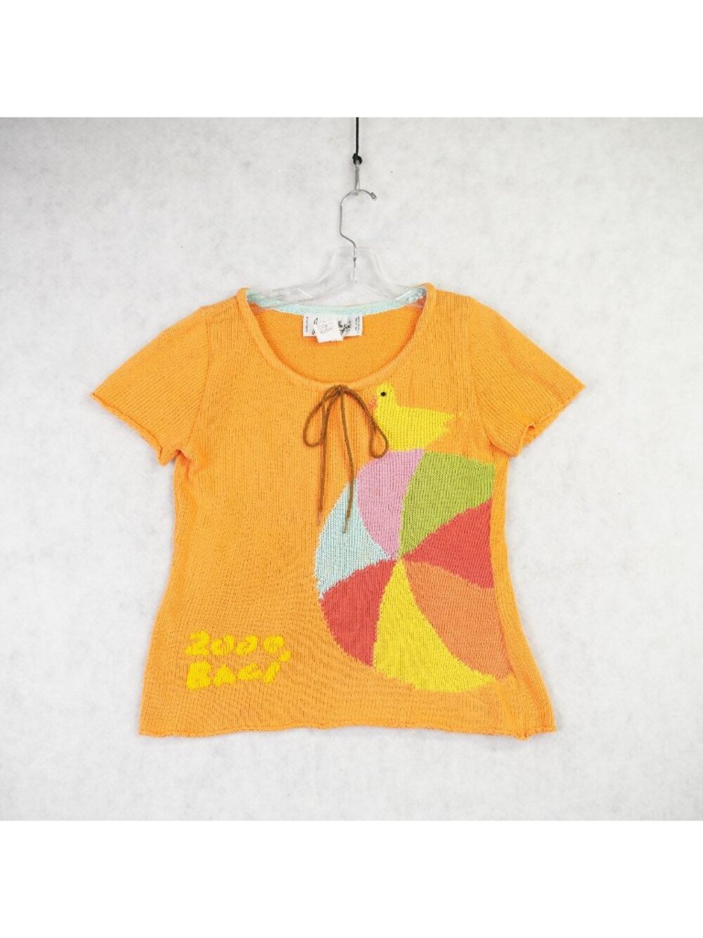 Jean charles de castelbajac Womens Knit Sweater Sz 42 Medium Orange Y2K Cropped